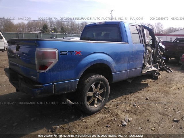 1FTFX1EF8DKE86155 - 2013 FORD F150 SUPER CAB BLUE photo 4