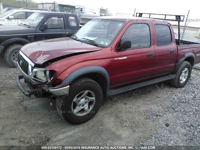 5TEHN72N53Z206201 - 2003 TOYOTA TACOMA DOUBLE CAB RED photo 2