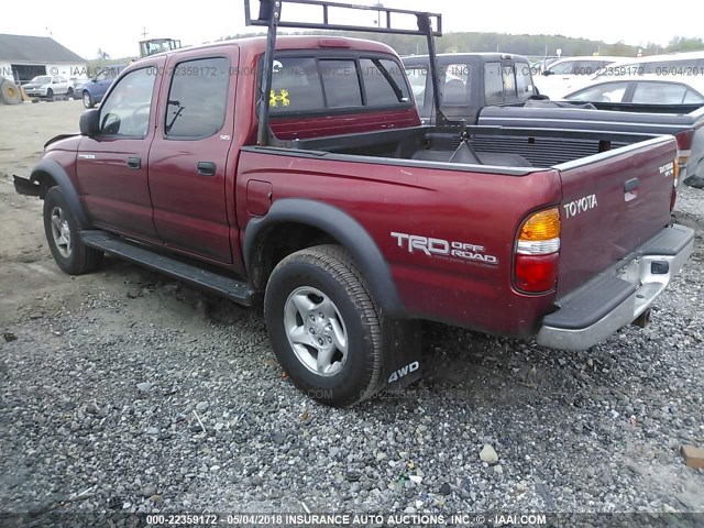 5TEHN72N53Z206201 - 2003 TOYOTA TACOMA DOUBLE CAB RED photo 3