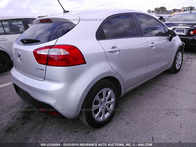 KNADN5A32D6221527 - 2013 KIA RIO EX/SX SILVER photo 4