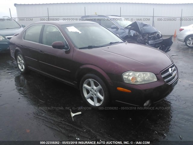 JN1DA31DX3T501839 - 2003 NISSAN MAXIMA GLE/GXE/SE BURGUNDY photo 1