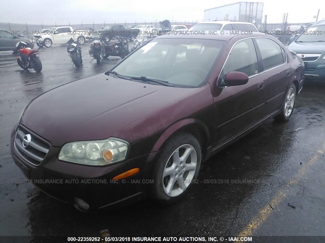 JN1DA31DX3T501839 - 2003 NISSAN MAXIMA GLE/GXE/SE BURGUNDY photo 2