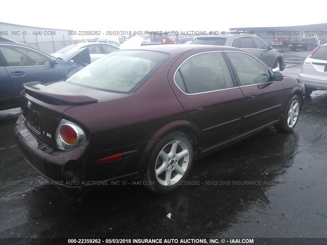 JN1DA31DX3T501839 - 2003 NISSAN MAXIMA GLE/GXE/SE BURGUNDY photo 4