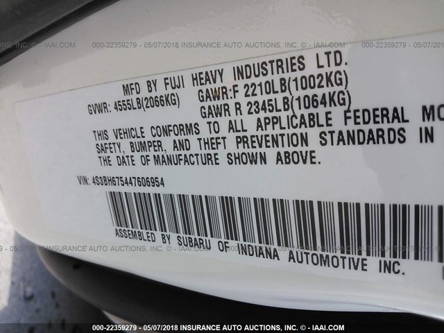 4S3BH675447606954 - 2004 SUBARU LEGACY OUTBACK AWP 白色 照片 9