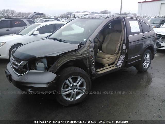 5J6RE4H70AL044382 - 2010 HONDA CR-V EXL BROWN photo 2