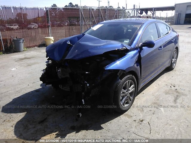 5NPD84LF6JH305735 - 2018 HYUNDAI ELANTRA SEL/VALUE/LIMITED BLUE photo 2