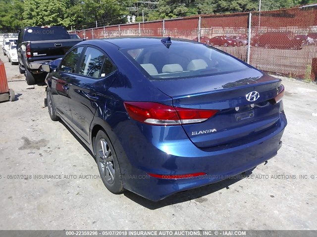 5NPD84LF6JH305735 - 2018 HYUNDAI ELANTRA SEL/VALUE/LIMITED BLUE photo 3