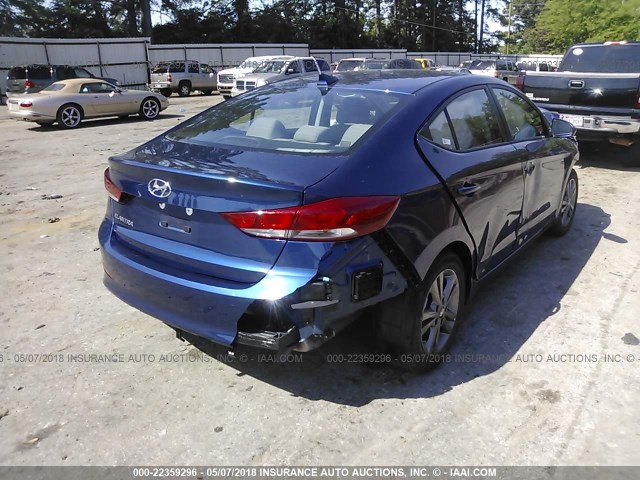 5NPD84LF6JH305735 - 2018 HYUNDAI ELANTRA SEL/VALUE/LIMITED BLUE photo 4