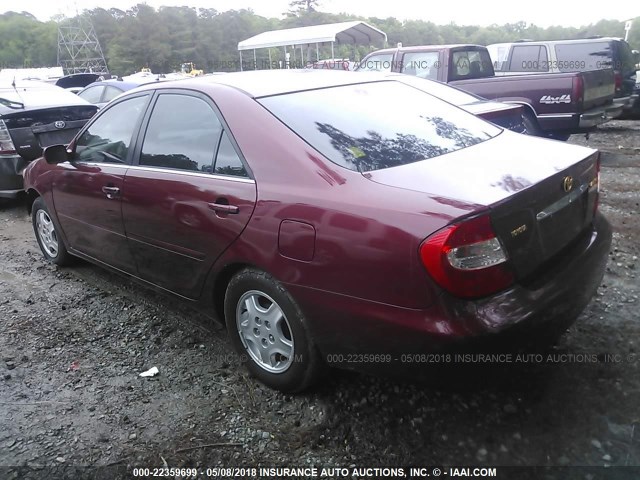 4T1BE32K02U018175 - 2002 TOYOTA CAMRY LE/XLE/SE ბურგუნდია ფოტო 3