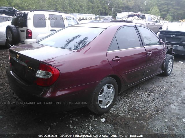 4T1BE32K02U018175 - 2002 TOYOTA CAMRY LE/XLE/SE ბურგუნდია ფოტო 4