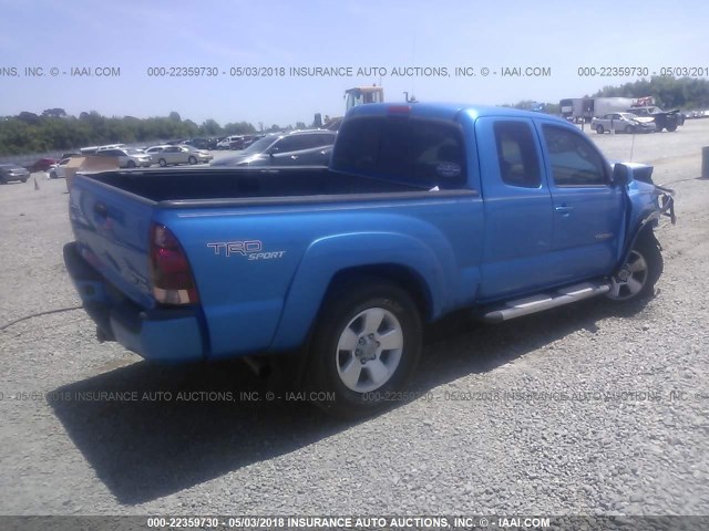 5TETU62N97Z387316 - 2007 TOYOTA TACOMA PRERUNNER ACCESS CAB BLUE photo 4