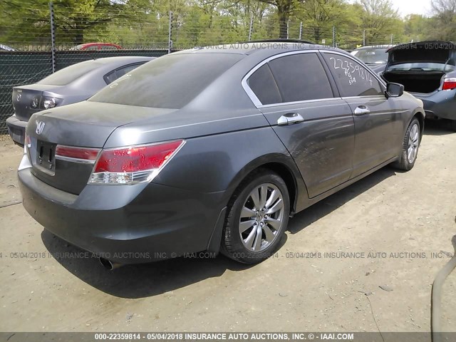 1HGCP2F83BA032540 - 2011 HONDA ACCORD EXL GRAY photo 4