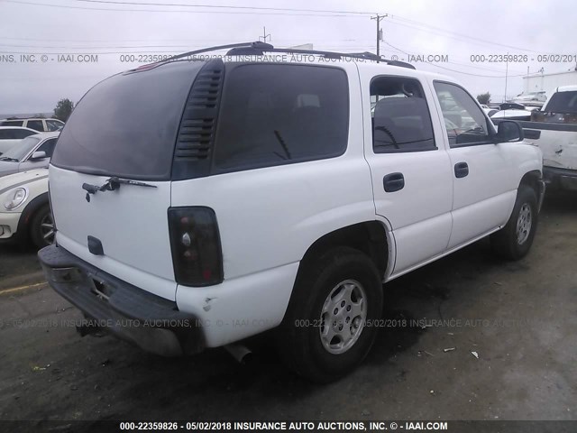 1GNEK13Z14R211877 - 2004 CHEVROLET TAHOE K1500 WHITE photo 4