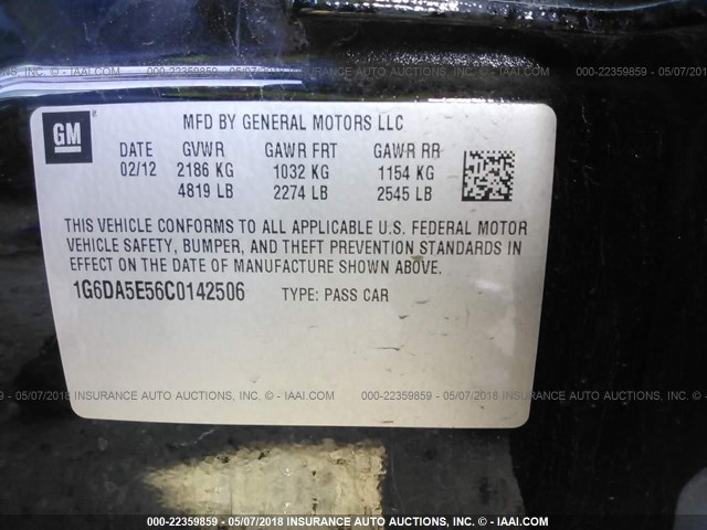 1G6DA5E56C0142506 - 2012 CADILLAC CTS Negro foto 9