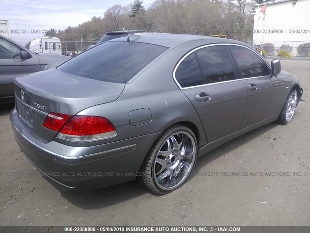 WBAHL83567DT10802 - 2007 BMW 750 I GRAY photo 4