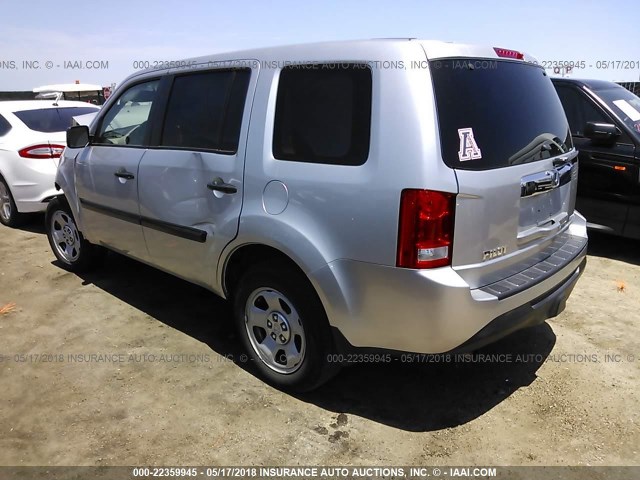 5FNYF3H24DB025936 - 2013 HONDA PILOT LX SILVER photo 3