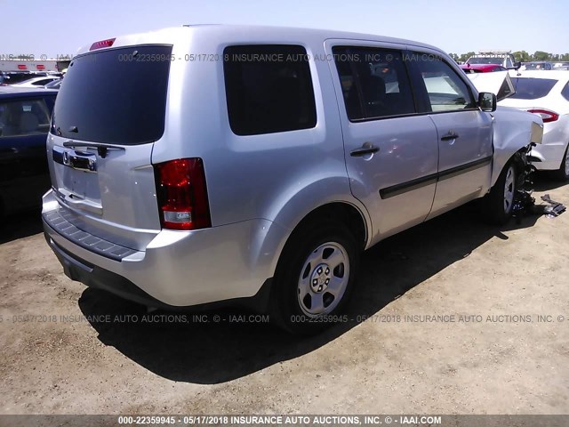 5FNYF3H24DB025936 - 2013 HONDA PILOT LX SILVER photo 4