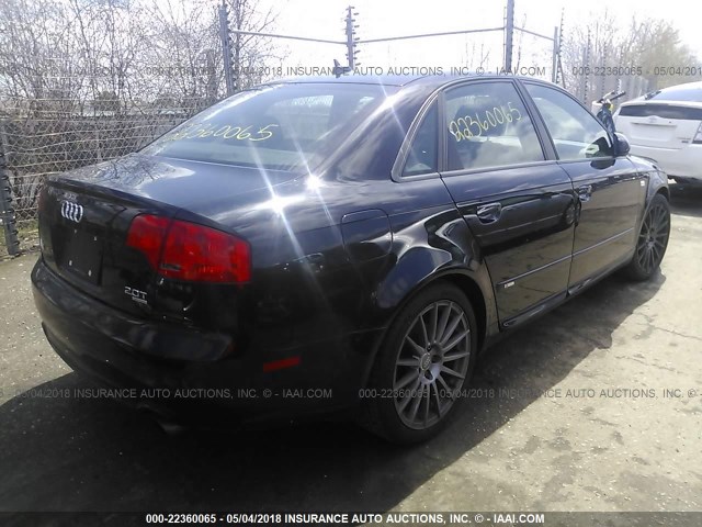 WAUEF78E27A041986 - 2007 AUDI A4 S-LINE 2.0T QUATTRO TURBO BLACK photo 4