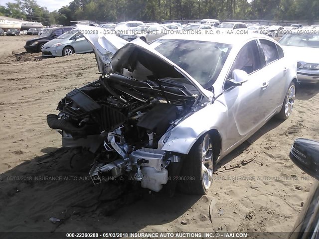 2G4GV5GV7C9178962 - 2012 BUICK REGAL GS SILVER photo 2