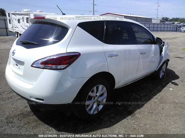 JN8AZ1MU1DW211390 - 2013 NISSAN MURANO S/SL/LE WHITE photo 4