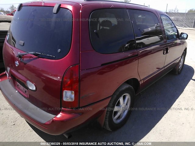 4N2ZN16T41D805653 - 2001 NISSAN QUEST SE BURGUNDY photo 4