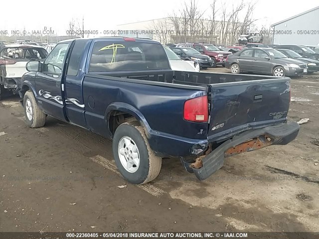 1GCDT19W228224252 - 2002 CHEVROLET S TRUCK S10 BLUE photo 3