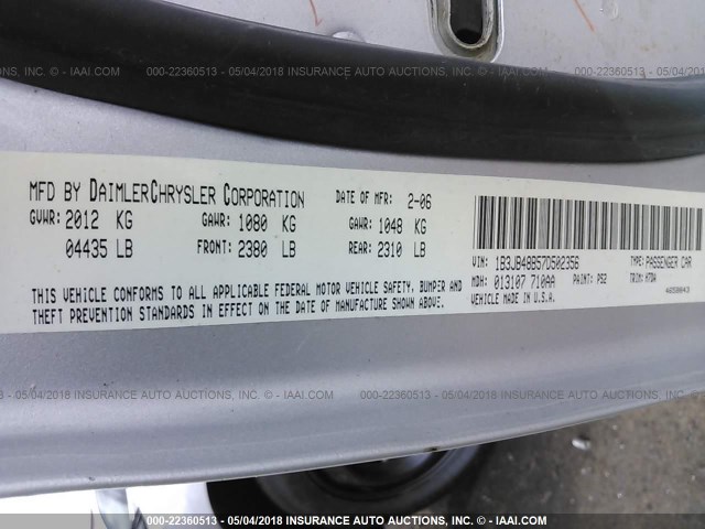 1B3JB48B57D502356 - 2007 DODGE CALIBER SXT SILVER photo 9