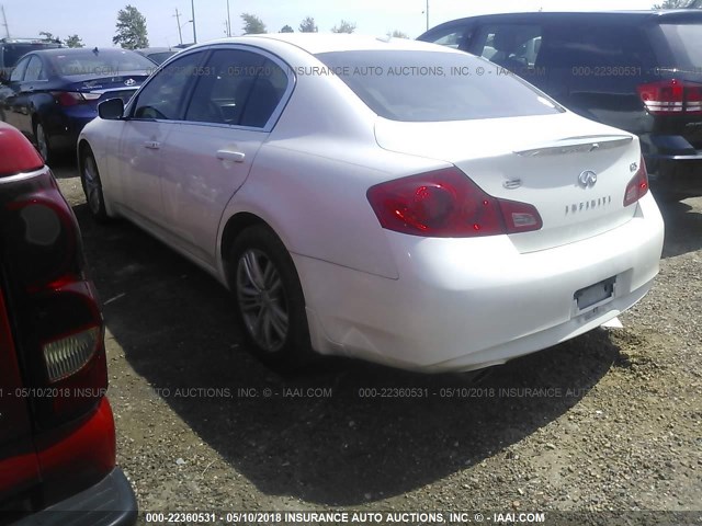 JN1DV6AP0CM811847 - 2012 INFINITI G25 JOURNEY WHITE photo 3