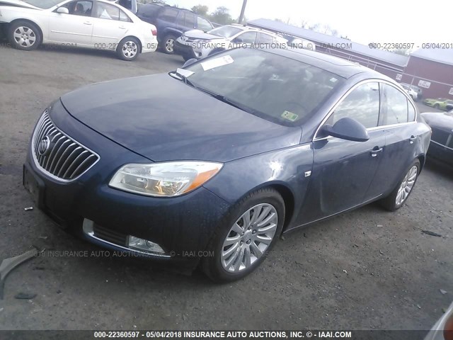 W04GS5EC9B1072377 - 2011 BUICK REGAL CXL BLUE photo 2