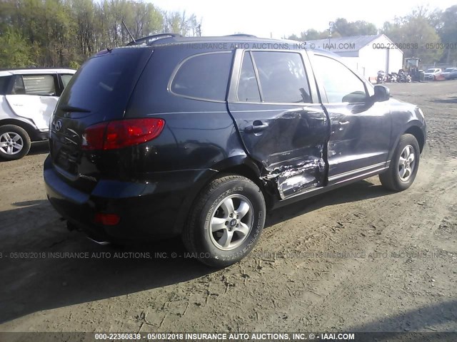 5NMSG13D17H088348 - 2007 HYUNDAI SANTA FE GLS BLACK photo 4