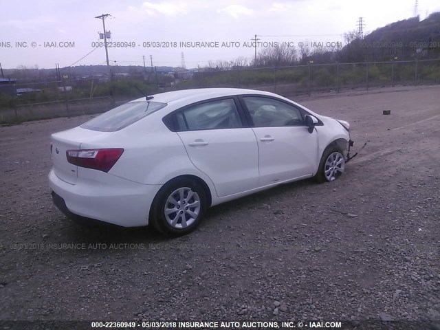 KNADM4A35G6544651 - 2016 KIA RIO LX WHITE photo 4