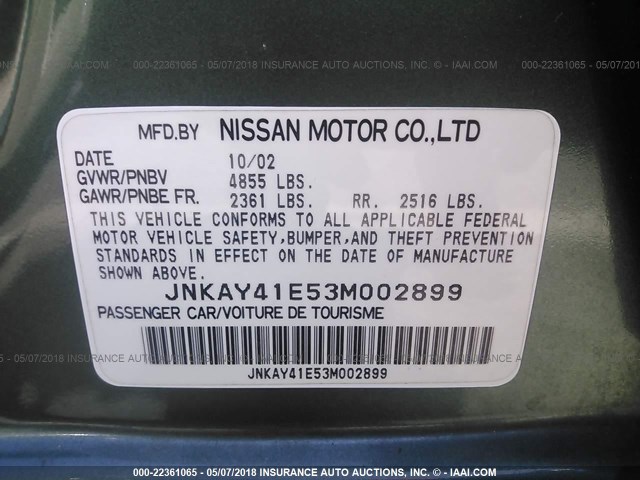 JNKAY41E53M002899 - 2003 INFINITI M45 Pewter photo 9