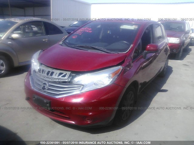 3N1CE2CP4EL378791 - 2014 NISSAN VERSA NOTE S/S PLUS/SV/SL RED photo 2
