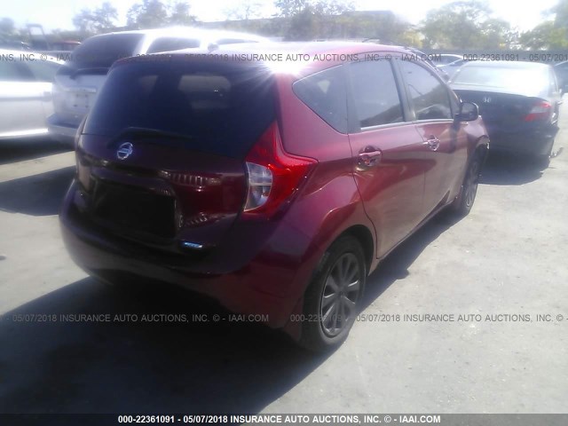 3N1CE2CP4EL378791 - 2014 NISSAN VERSA NOTE S/S PLUS/SV/SL RED photo 4