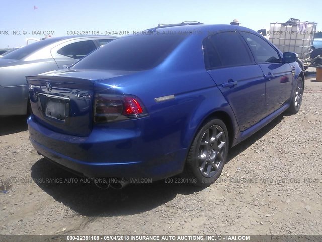 19UUA76588A043602 - 2008 ACURA TL TYPE S BLUE photo 4