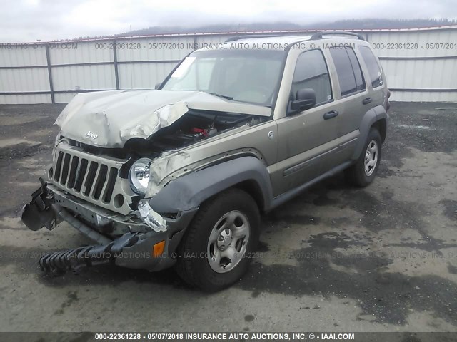 1J4GL48KX6W279749 - 2006 JEEP LIBERTY SPORT 金色 照片 2