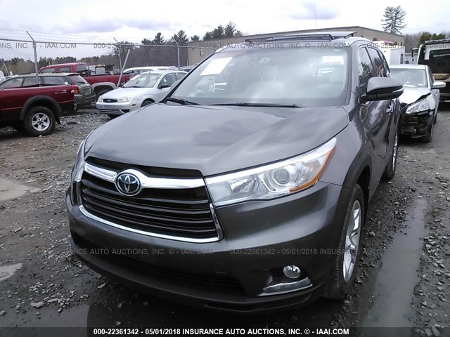 5TDDKRFH8GS296776 - 2016 TOYOTA HIGHLANDER LIMITED/LTD PLATINUM GRAY photo 2