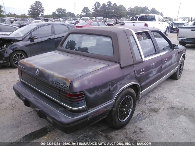 3C3XA5630LT070023 - 1990 CHRYSLER LEBARON LANDAU PURPLE photo 4