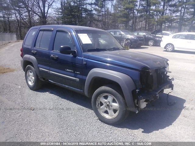 1J4GL48K82W353096 - 2002 JEEP LIBERTY SPORT BLUE photo 1