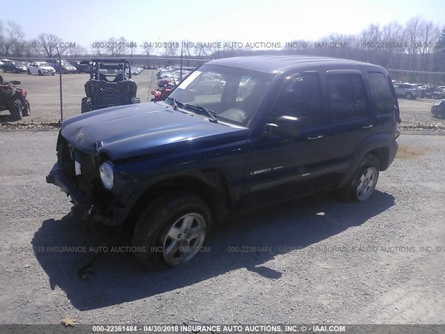 1J4GL48K82W353096 - 2002 JEEP LIBERTY SPORT BLUE photo 2