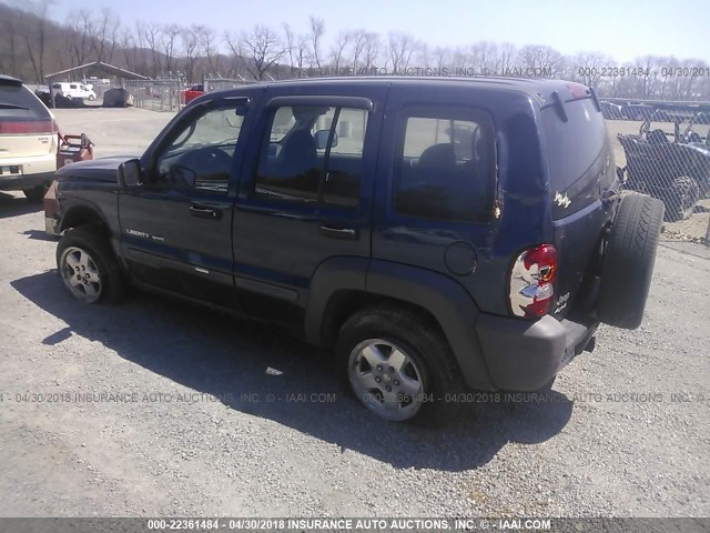 1J4GL48K82W353096 - 2002 JEEP LIBERTY SPORT Mavi foto 3