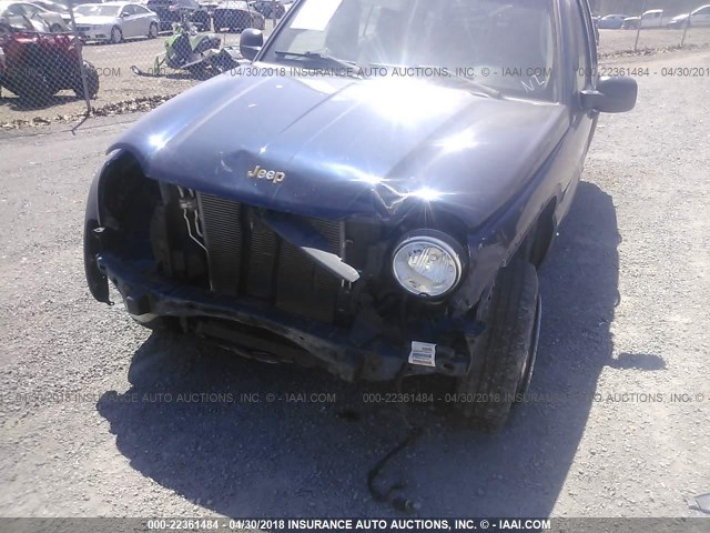 1J4GL48K82W353096 - 2002 JEEP LIBERTY SPORT BLUE photo 6