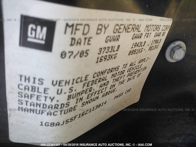 1G8AJ55F16Z113014 - 2006 SATURN ION LEVEL 2 MAROON photo 9