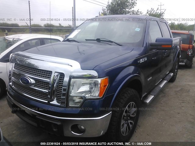 1FTFW1ET8BFC94104 - 2011 FORD F150 SUPERCREW BLUE photo 2