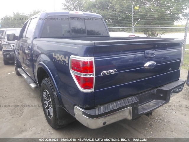 1FTFW1ET8BFC94104 - 2011 FORD F150 SUPERCREW BLUE photo 3