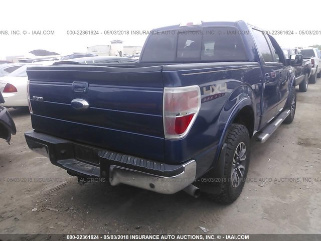 1FTFW1ET8BFC94104 - 2011 FORD F150 SUPERCREW BLUE photo 4