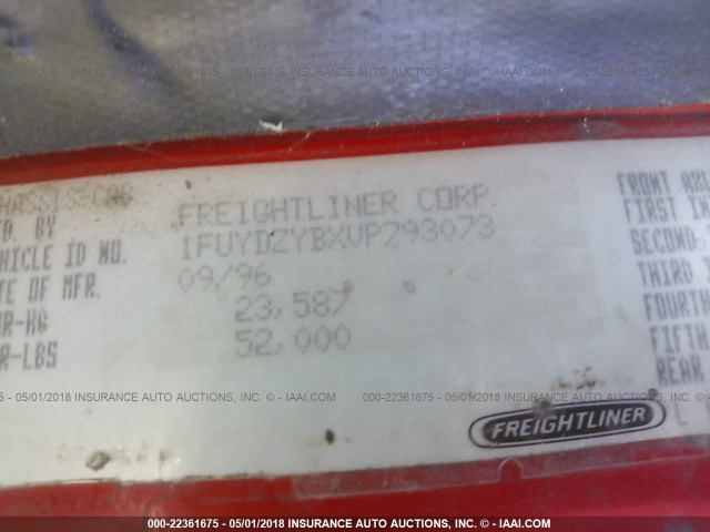 1FUYDZYBXVP793073 - 1997 FREIGHTLINER CONVENTIONAL FLD120 RED photo 10