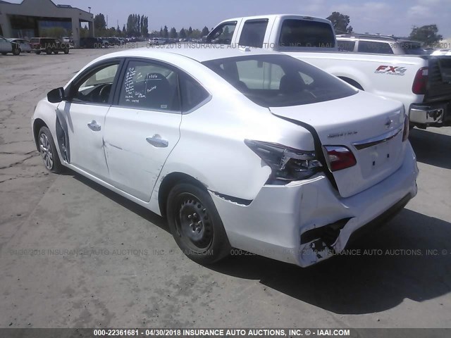 3N1AB7AP4HL646842 - 2017 NISSAN SENTRA S/SV/SR/SL WHITE photo 3