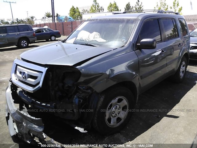 5FNYF3H25AB003228 - 2010 HONDA PILOT LX GRAY photo 2