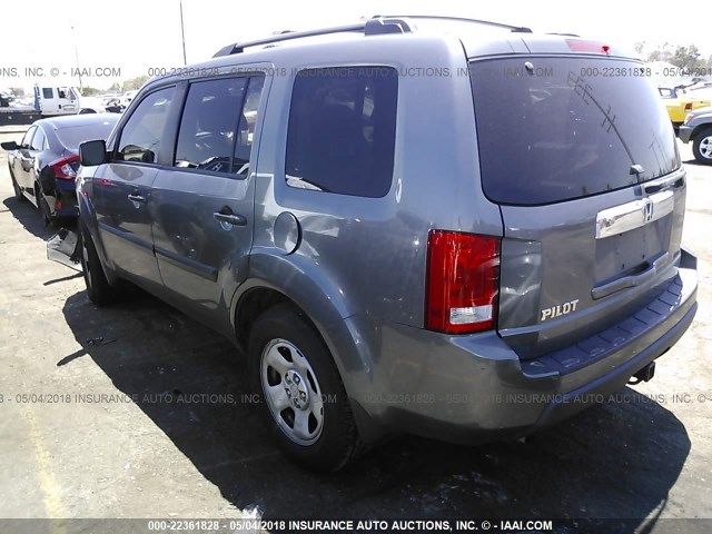 5FNYF3H25AB003228 - 2010 HONDA PILOT LX GRAY photo 3